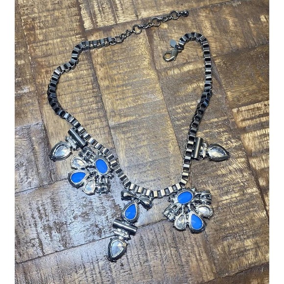 Express Y2k Blue Crystal Silver Wings Beautiful Statement Necklace - Picture 4 of 15